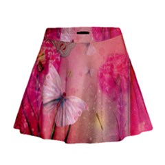 Wonderful Butterflies With Dragonfly Mini Flare Skirt by FantasyWorld7