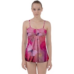 Wonderful Butterflies With Dragonfly Babydoll Tankini Set