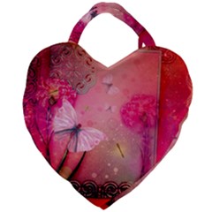 Wonderful Butterflies With Dragonfly Giant Heart Shaped Tote by FantasyWorld7