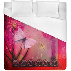 Wonderful Butterflies With Dragonfly Duvet Cover (king Size) by FantasyWorld7