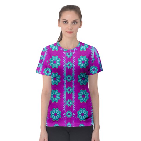 Fern Decorative In Some Mandala Fantasy Flower Style Women s Sport Mesh Tee by pepitasart