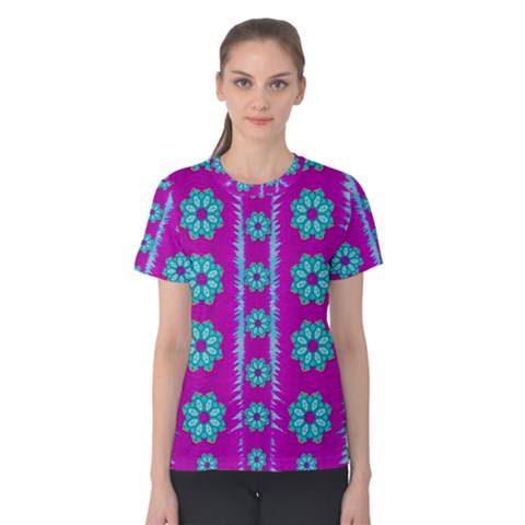 Fern Decorative In Some Mandala Fantasy Flower Style Women s Cotton Tee by pepitasart