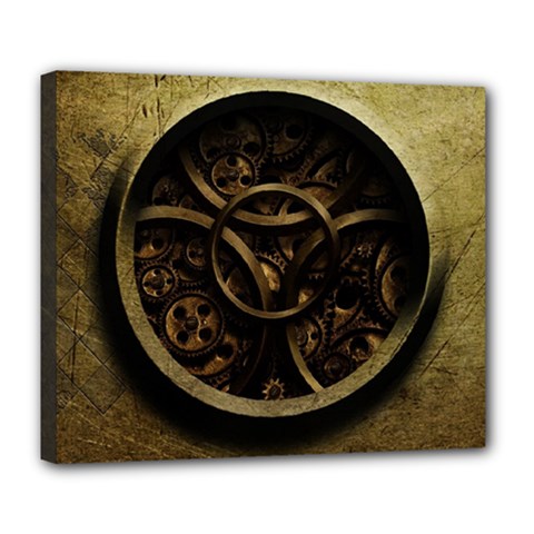 Abstract Steampunk Textures Golden Deluxe Canvas 24  x 20  