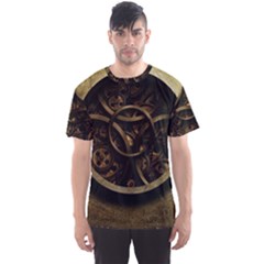 Abstract Steampunk Textures Golden Men s Sports Mesh Tee