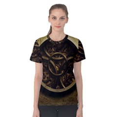 Abstract Steampunk Textures Golden Women s Cotton Tee