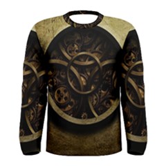 Abstract Steampunk Textures Golden Men s Long Sleeve Tee