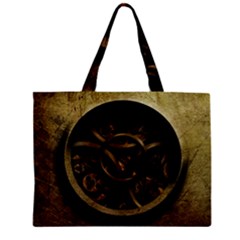 Abstract Steampunk Textures Golden Zipper Mini Tote Bag