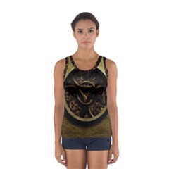 Abstract Steampunk Textures Golden Sport Tank Top 