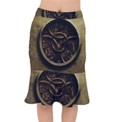 Abstract Steampunk Textures Golden Mermaid Skirt