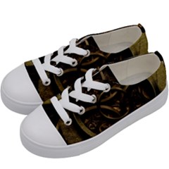 Abstract Steampunk Textures Golden Kids  Low Top Canvas Sneakers