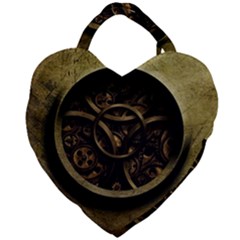 Abstract Steampunk Textures Golden Giant Heart Shaped Tote