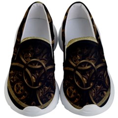 Abstract Steampunk Textures Golden Kid s Lightweight Slip Ons