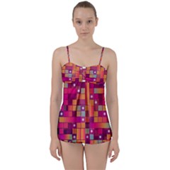 Abstract Background Colorful Babydoll Tankini Set by Sapixe