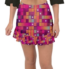 Abstract Background Colorful Fishtail Mini Chiffon Skirt