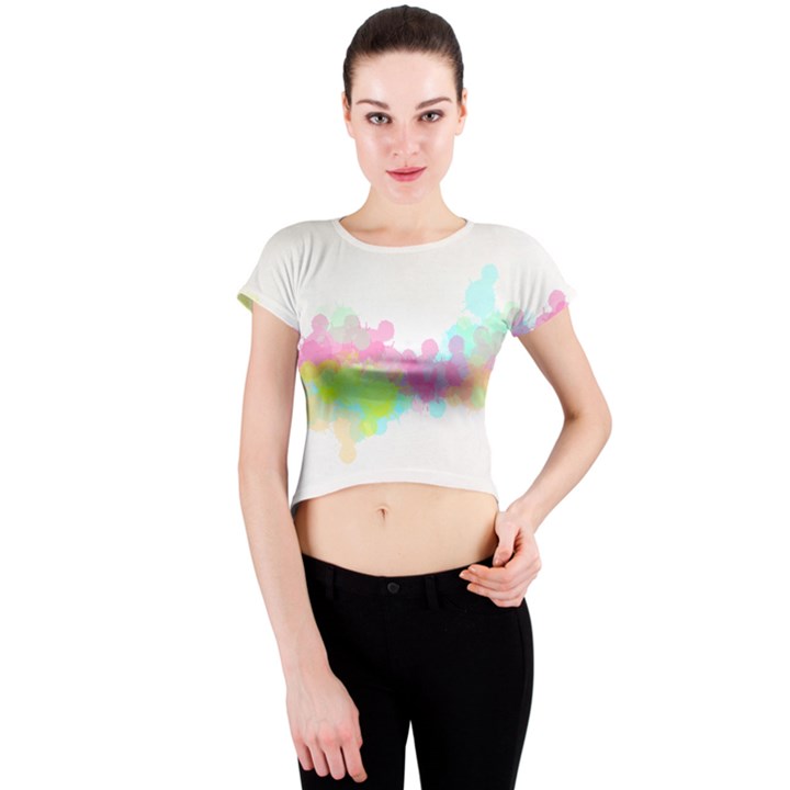 Abstract Color Pattern Colorful Crew Neck Crop Top