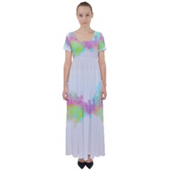 Abstract Color Pattern Colorful High Waist Short Sleeve Maxi Dress