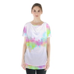 Abstract Color Pattern Colorful Skirt Hem Sports Top