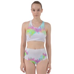 Abstract Color Pattern Colorful Racer Back Bikini Set