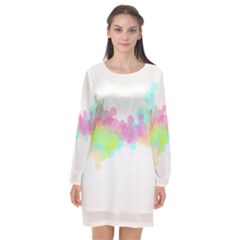 Abstract Color Pattern Colorful Long Sleeve Chiffon Shift Dress  by Sapixe