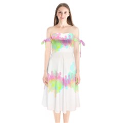 Abstract Color Pattern Colorful Shoulder Tie Bardot Midi Dress by Sapixe