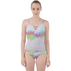 Abstract Color Pattern Colorful Cut Out Top Tankini Set by Sapixe