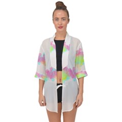 Abstract Color Pattern Colorful Open Front Chiffon Kimono