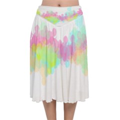 Abstract Color Pattern Colorful Velvet Flared Midi Skirt