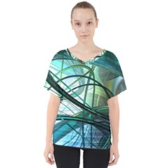 Abstract V-neck Dolman Drape Top