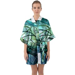 Abstract Quarter Sleeve Kimono Robe