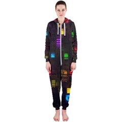 Abstract 3d Cg Digital Art Colors Cubes Square Shapes Pattern Dark Hooded Jumpsuit (ladies)  by Sapixe