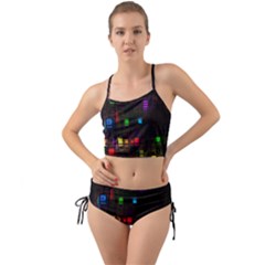 Abstract 3d Cg Digital Art Colors Cubes Square Shapes Pattern Dark Mini Tank Bikini Set