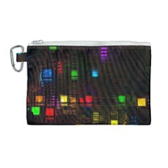 Abstract 3d Cg Digital Art Colors Cubes Square Shapes Pattern Dark Canvas Cosmetic Bag (large) by Sapixe