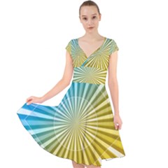 Abstract Art Art Radiation Cap Sleeve Front Wrap Midi Dress