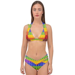 Abstract Pattern Background Double Strap Halter Bikini Set