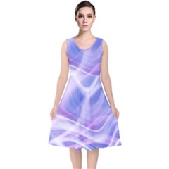 Abstract Graphic Design Background V-neck Midi Sleeveless Dress 