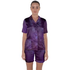 Abstract Purple Pattern Background Satin Short Sleeve Pyjamas Set