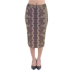 African Style Vector Pattern Velvet Midi Pencil Skirt