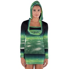 Alien Orbit Long Sleeve Hooded T-shirt by Sapixe