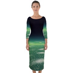 Alien Orbit Quarter Sleeve Midi Bodycon Dress