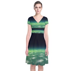 Alien Orbit Short Sleeve Front Wrap Dress