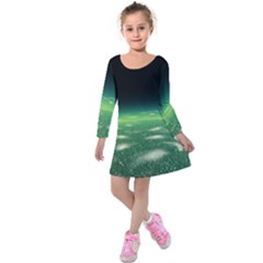 Alien Orbit Kids  Long Sleeve Velvet Dress by Sapixe