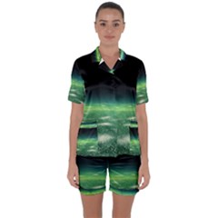 Alien Orbit Satin Short Sleeve Pyjamas Set by Sapixe