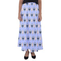 Alien Pattern Flared Maxi Skirt