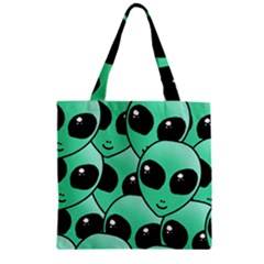 Alien Zipper Grocery Tote Bag by Sapixe