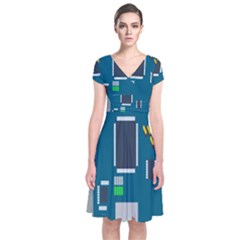 Amphisbaena Two Platform Dtn Node Vector File Short Sleeve Front Wrap Dress by Sapixe