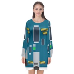 Amphisbaena Two Platform Dtn Node Vector File Long Sleeve Chiffon Shift Dress  by Sapixe