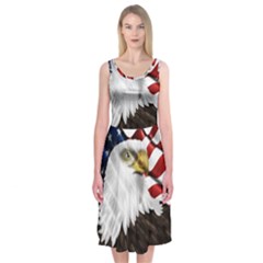 American Eagle Flag Sticker Symbol Of The Americans Midi Sleeveless Dress by Sapixe