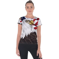 American Eagle Flag Sticker Symbol Of The Americans Short Sleeve Sports Top  by Sapixe