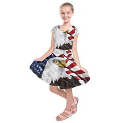 American Eagle Flag Sticker Symbol Of The Americans Kids  Short Sleeve Dress by Sapixe