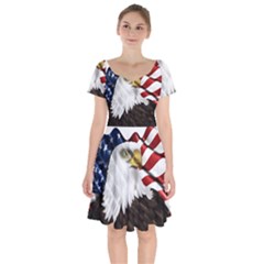 American Eagle Flag Sticker Symbol Of The Americans Short Sleeve Bardot Dress by Sapixe